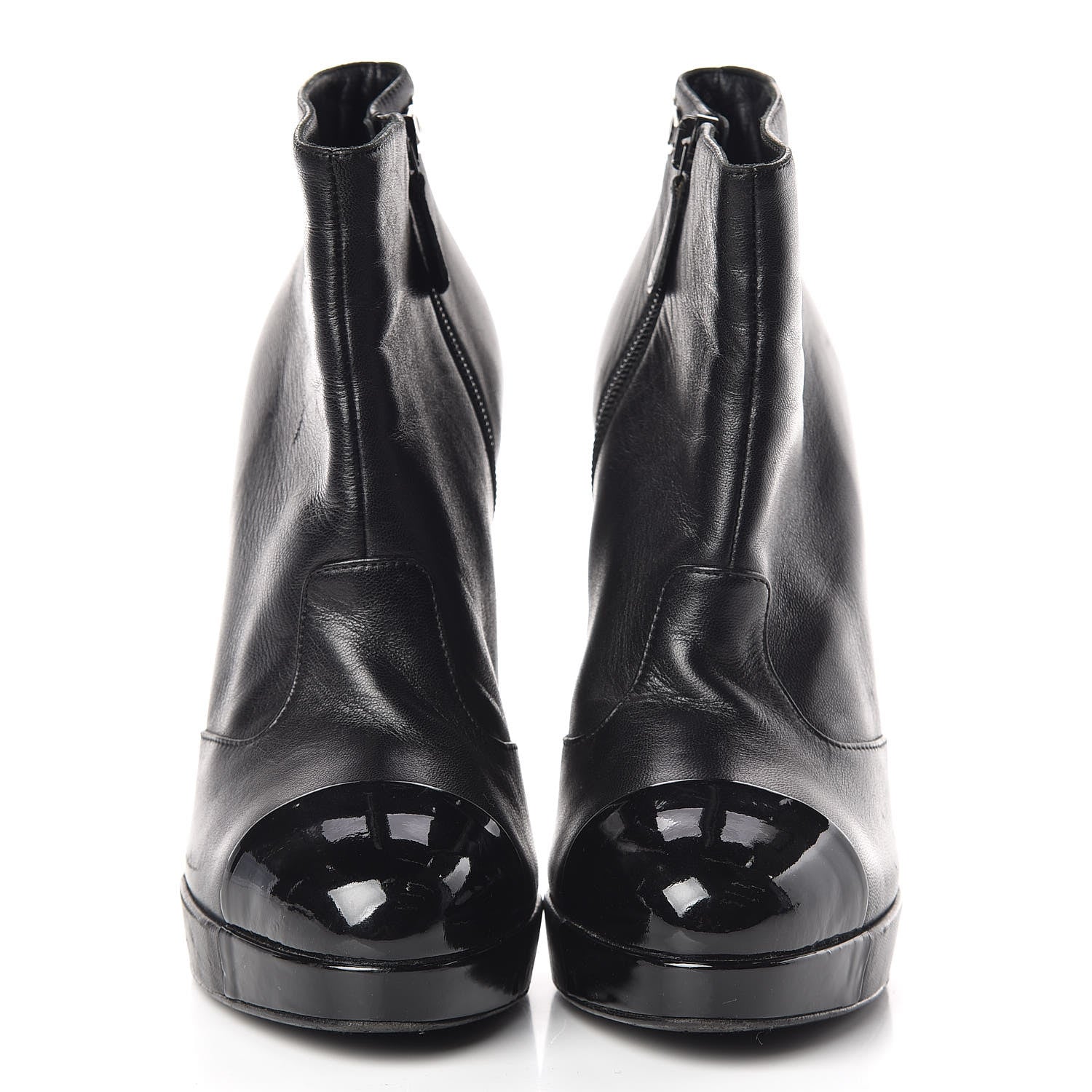Chanel Goatskin Cap Toe Short Ankle Boots 38.5 Black 2 of 17
