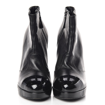 Chanel Goatskin Cap Toe Short Ankle Boots 38.5 Black 2 of 17