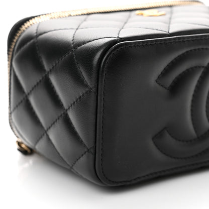 Chanel Lambskin Quilted Pearl Crush Small Vanity Case With Chain Black 8 of 9