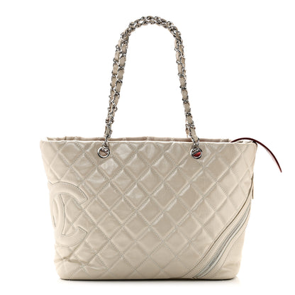 Chanel Iridescent Aged Calfskin Quilted Large Cotton Club Tote Pearl 1 of 10