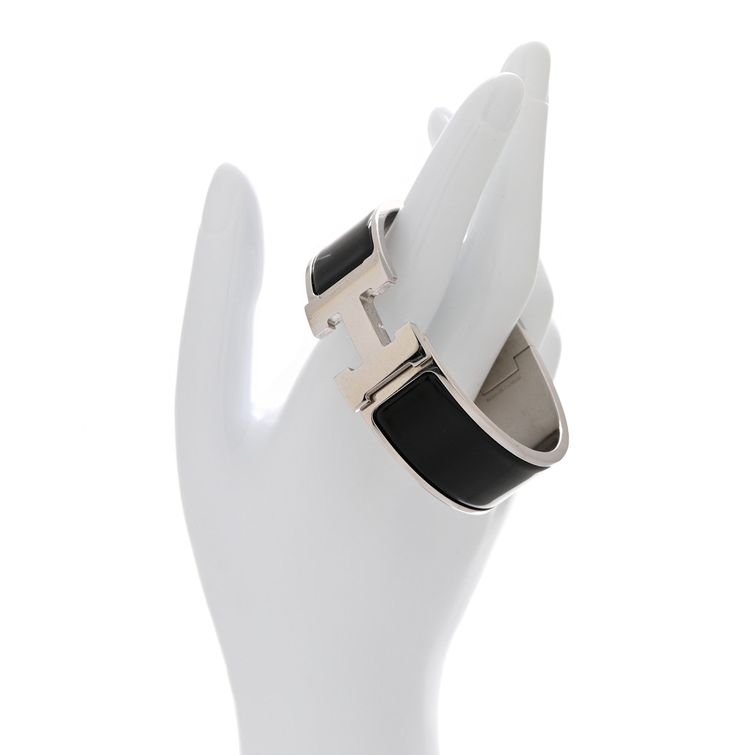 Hermes Enamel Wide Clic Clac H Bracelet GM Black 2 of 4