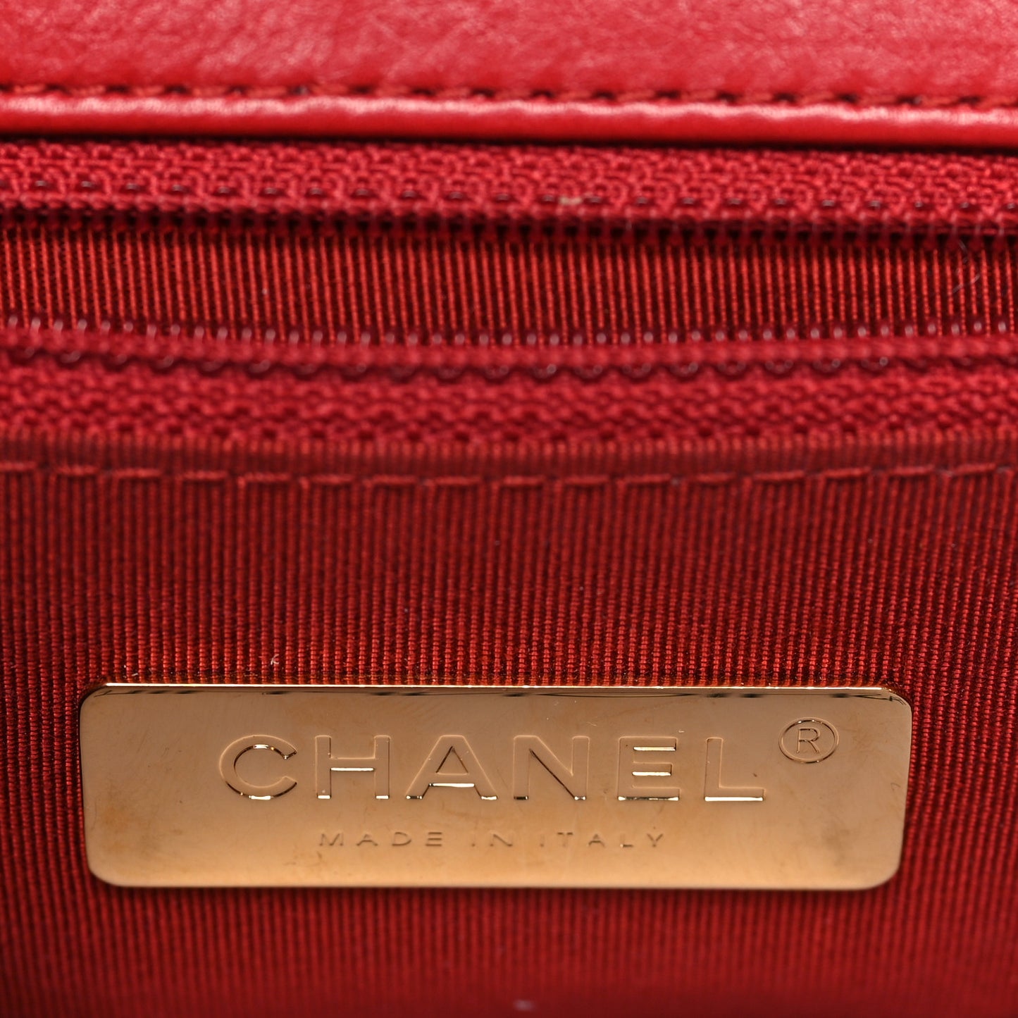 Calfskin Quilted Small Underline Flap Red