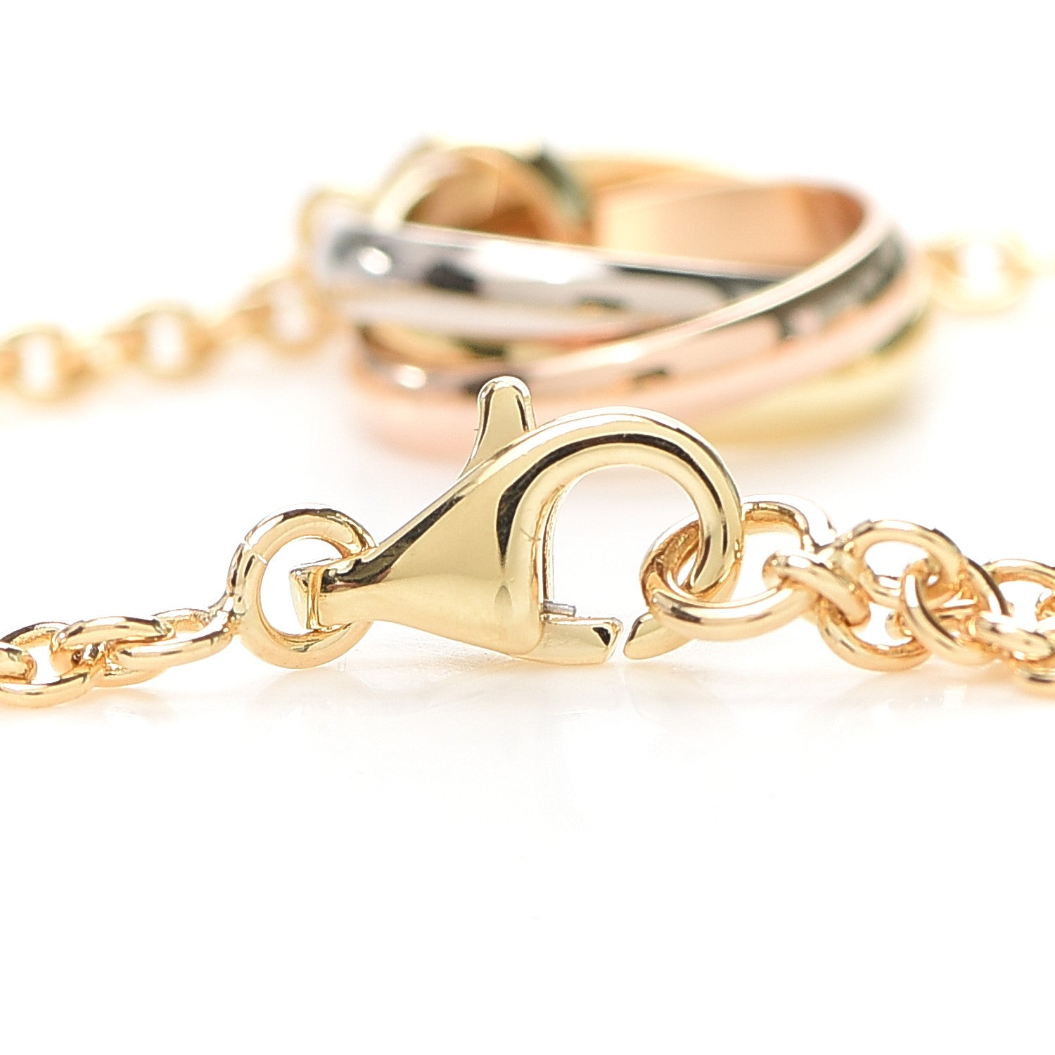 Cartier 18K Pink Yellow White Gold Trinity Charm Bracelet 4 of 6