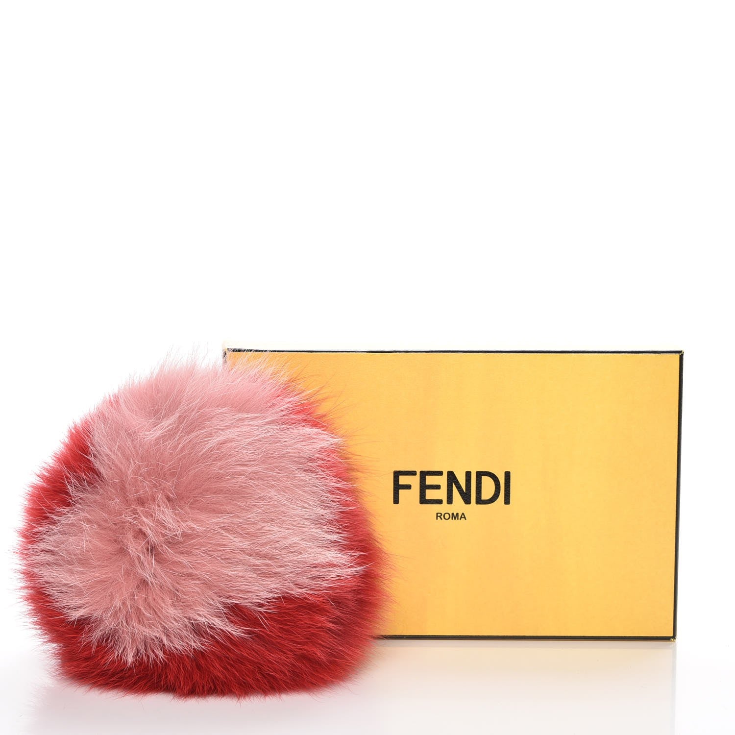 Fendi Fox Fur Shiny Nappa Heart Pom Pom Bag Charm Rosso Rosa 4 of 4