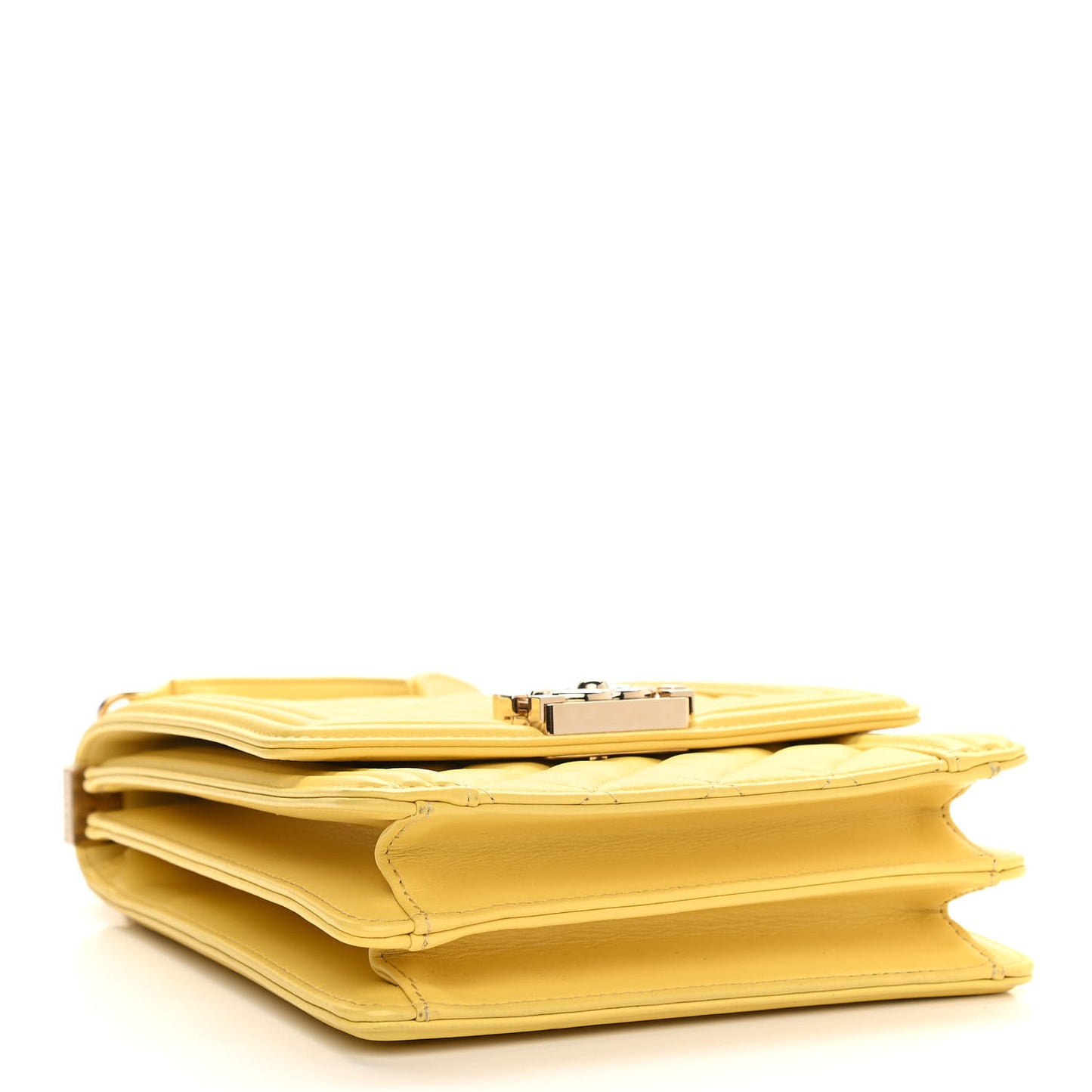 Lambskin Quilted North South Boy Flap Yellow