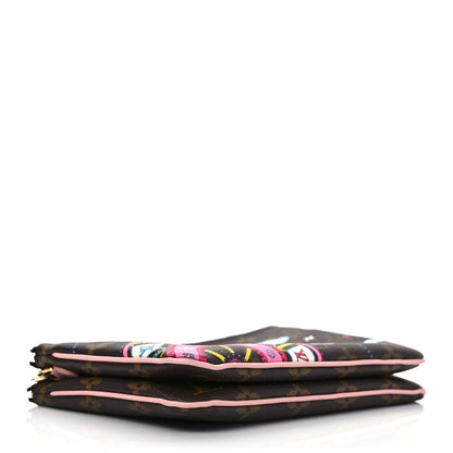 Louis Vuitton Monogram 2020 Christmas Animation Big Wheel Double Zip Pochette Rose Ballerine 4 of 10