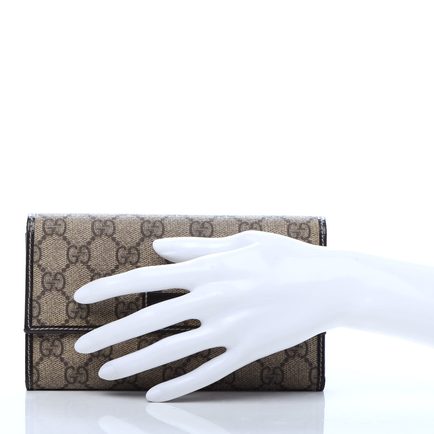 GG Plus Monogram Joy Continental Snap Oranizer Wallet Beige Ebony Dark Brown