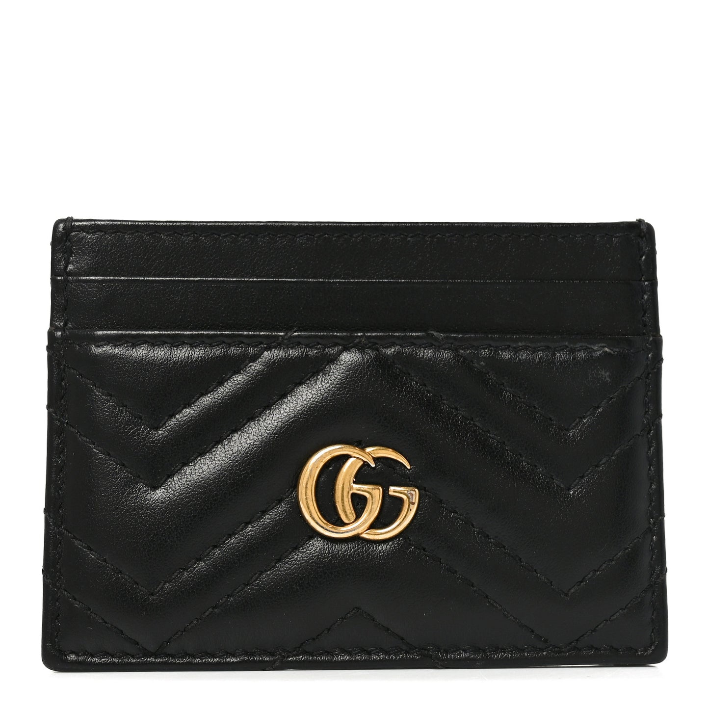 Calfskin Matelasse GG Marmont Card Holder Black