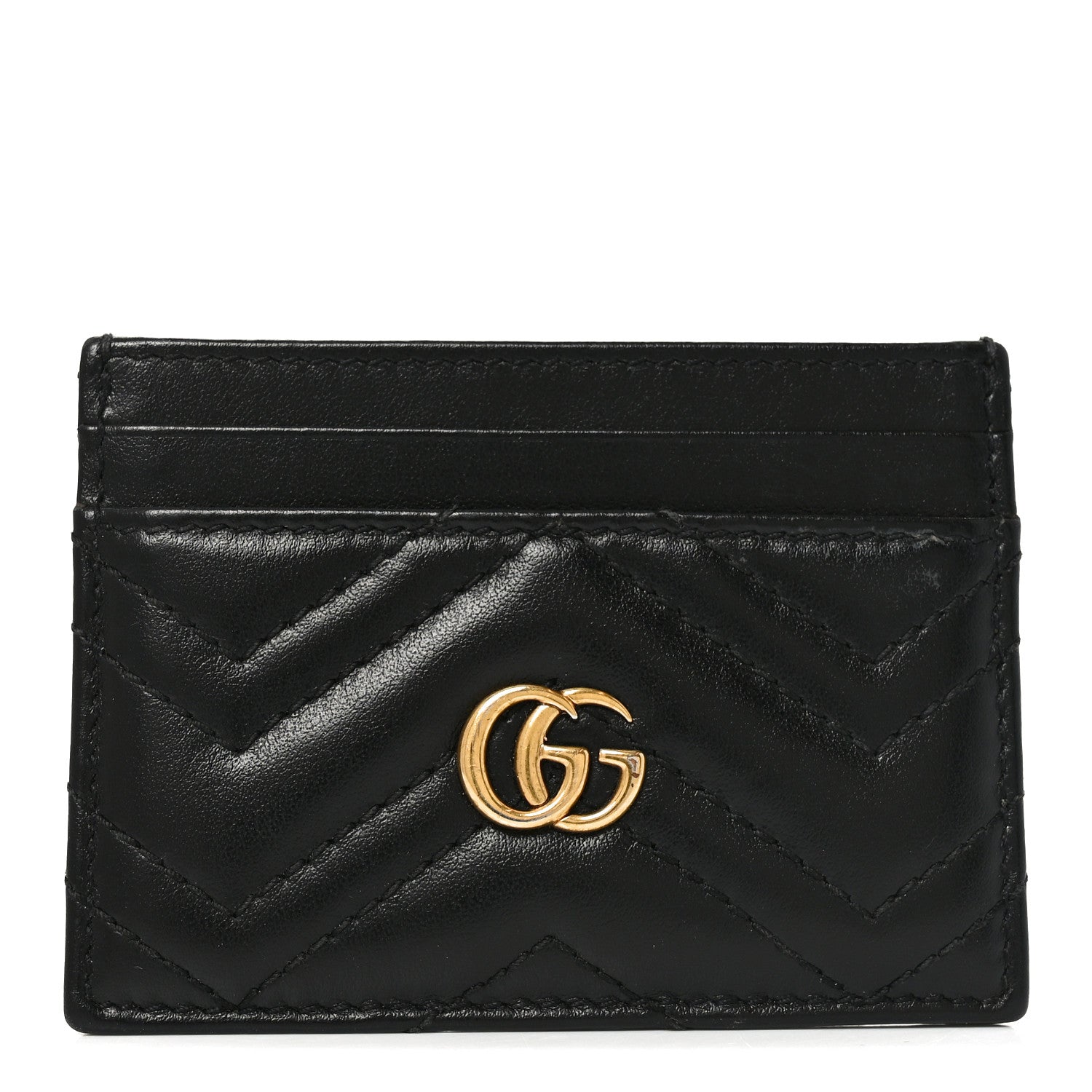 Gucci Calfskin Matelasse GG Marmont Card Holder Black 1 of 6