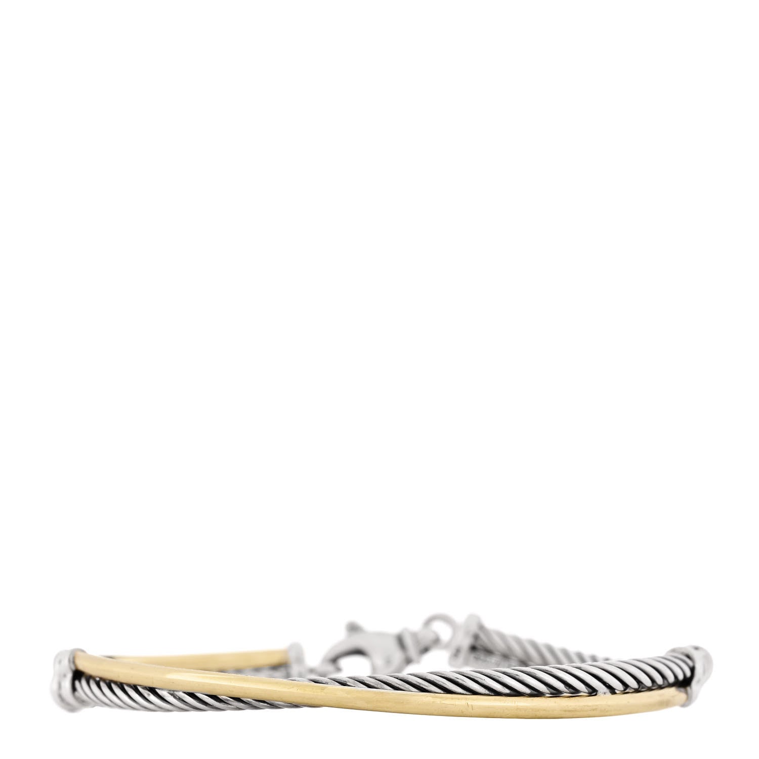 David Yurman Sterling Silver 18K Yellow Gold 3mm Crossover Bracelet 1 of 5