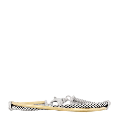 David Yurman Sterling Silver 18K Yellow Gold 3mm Crossover Bracelet 1 of 5