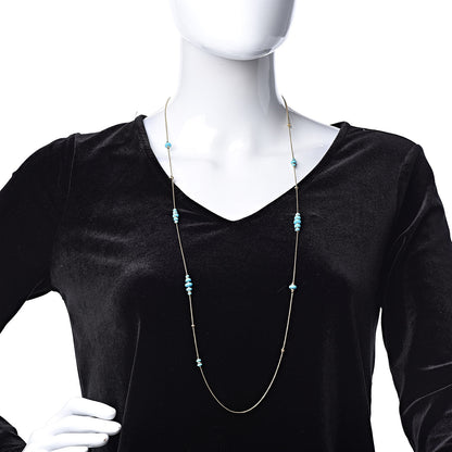 David Yurman 18K Yellow Gold Turquoise Rio Rondelle Long Station Necklace 2 of 8