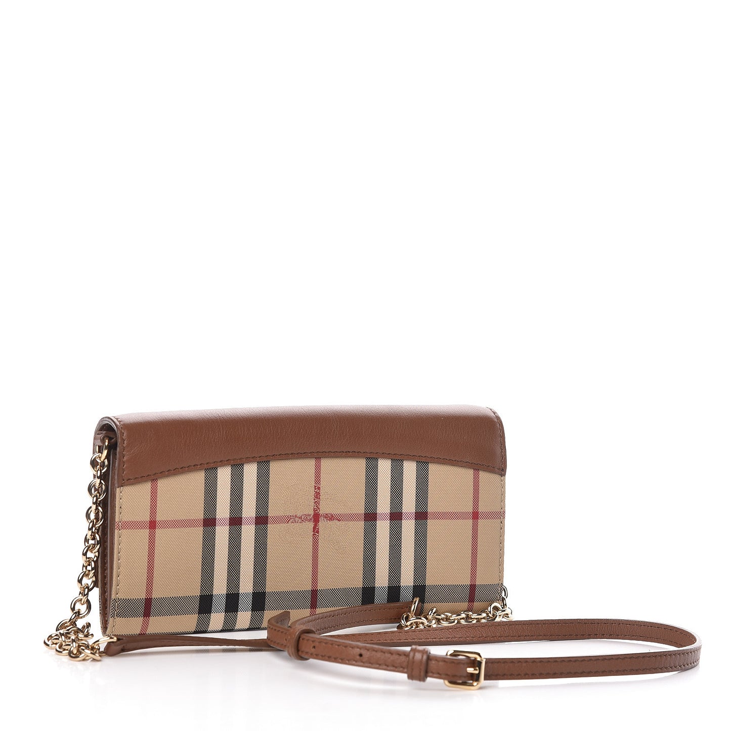 Calfskin Horseferry Check Henley Wallet On Chain Tan