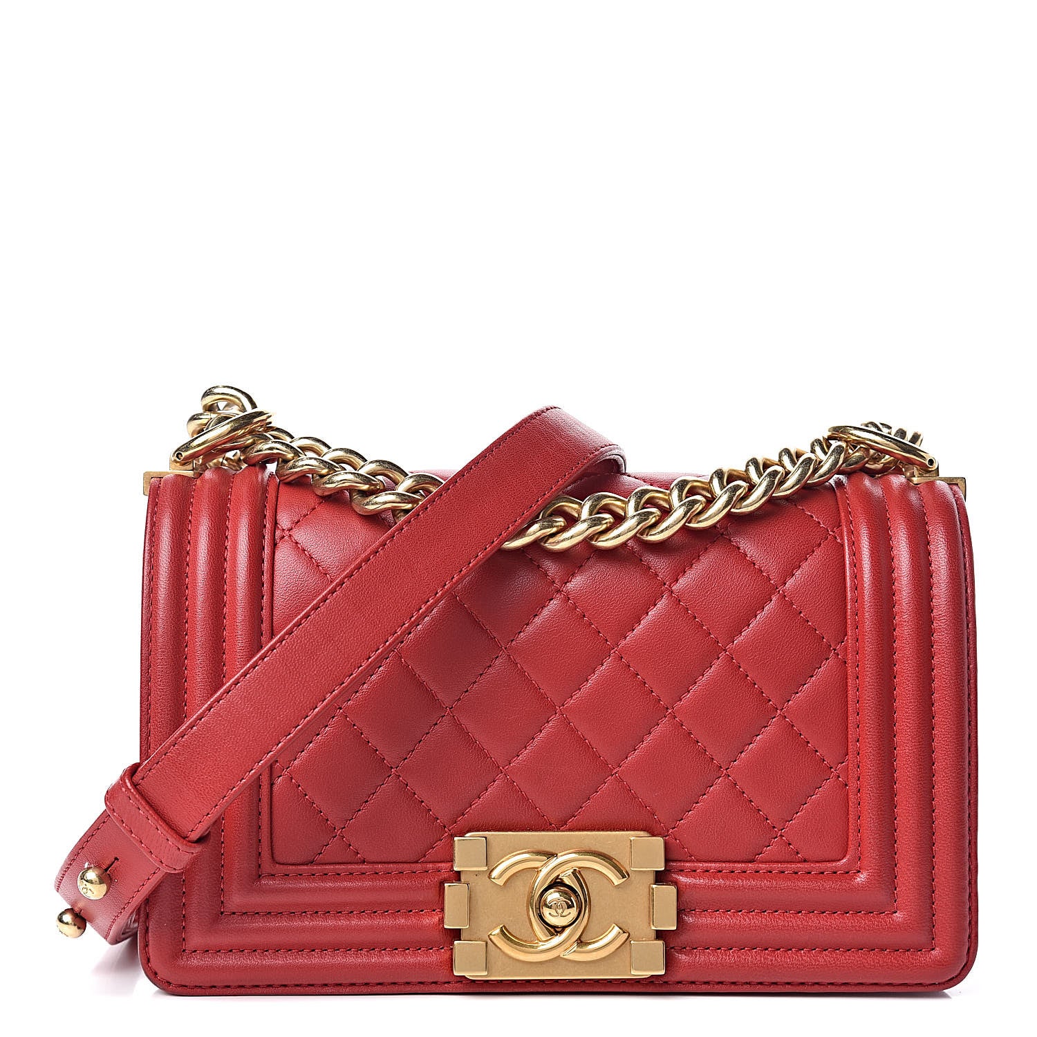 Chanel Lambskin Quilted Small Boy Flap Dark Red 1 of 10