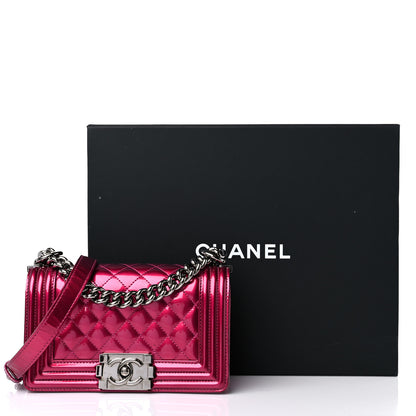 Chanel Metallic Patent Calfskin Quilted Small Boy Flap Pink 13 of 13