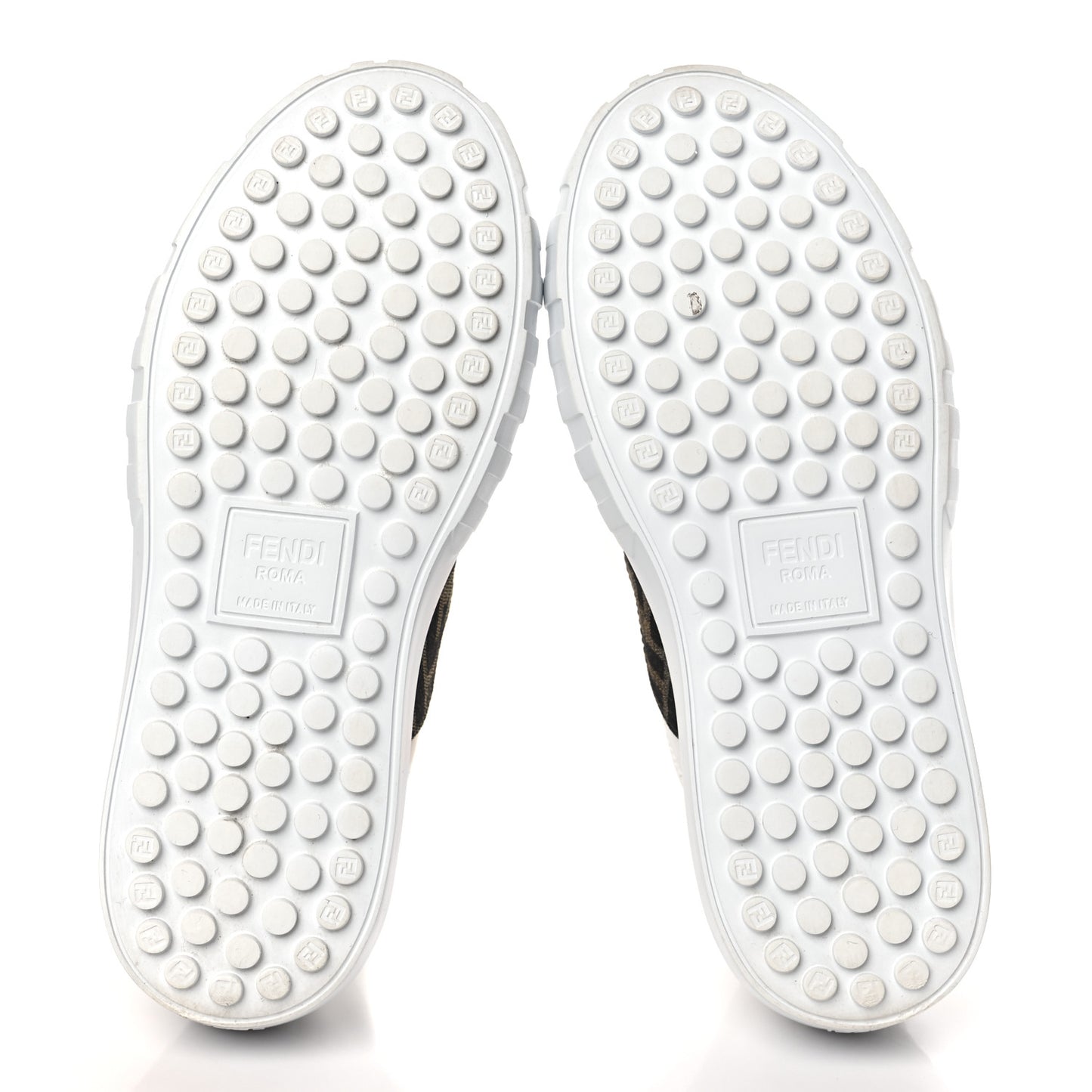 Fabric Jacquard Vitello Technical Fabric FF Womens Fendi Force Low Top Sneakers 36 Tobacco Black Ultra White White