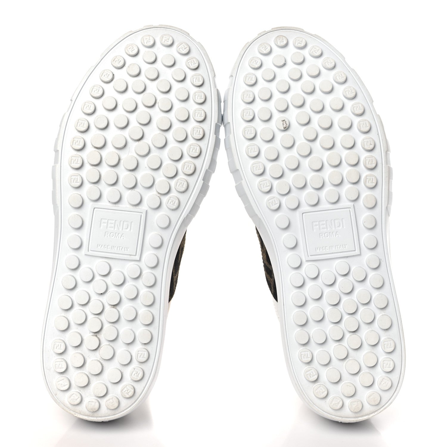 Fendi Fabric Jacquard Vitello Technical Fabric FF Womens Fendi Force Low Top Sneakers 36 Tobacco Black Ultra White White 5 of 11