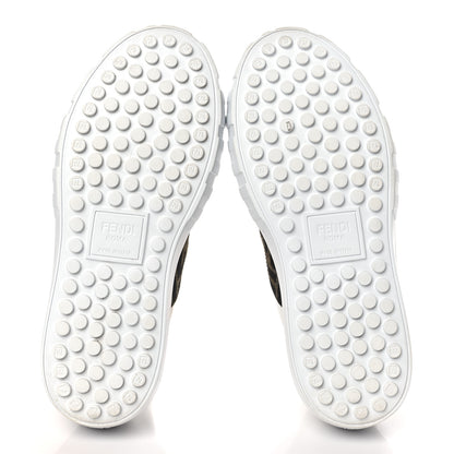 Fendi Fabric Jacquard Vitello Technical Fabric FF Womens Fendi Force Low Top Sneakers 36 Tobacco Black Ultra White White 5 of 11