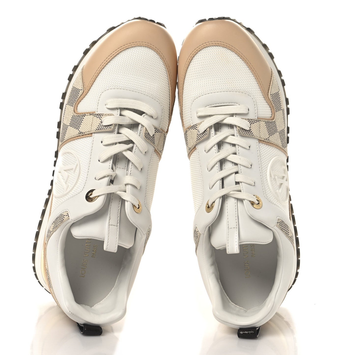 Calfskin Damier Azur Run Away Sneakers 39.5 White