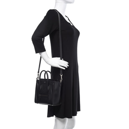 Celine Drummed Calfskin Nano Luggage Black 2 of 10