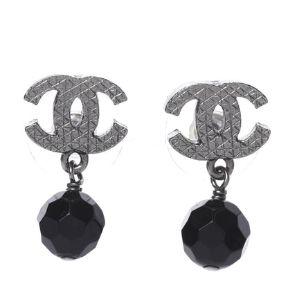 Chanel Ruthenium Bead CC Drop Earrings Black 1 of 5
