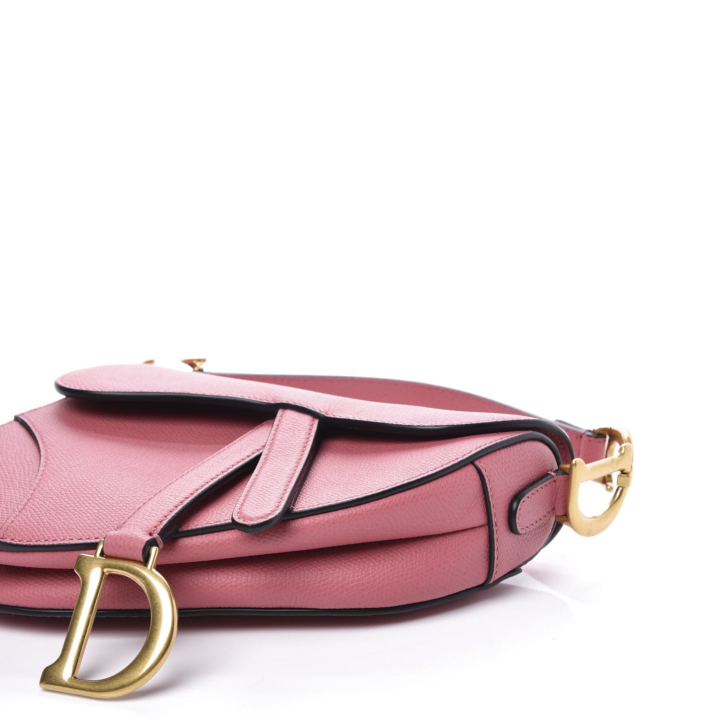 Grained Calfskin Mini Saddle Bag Pink