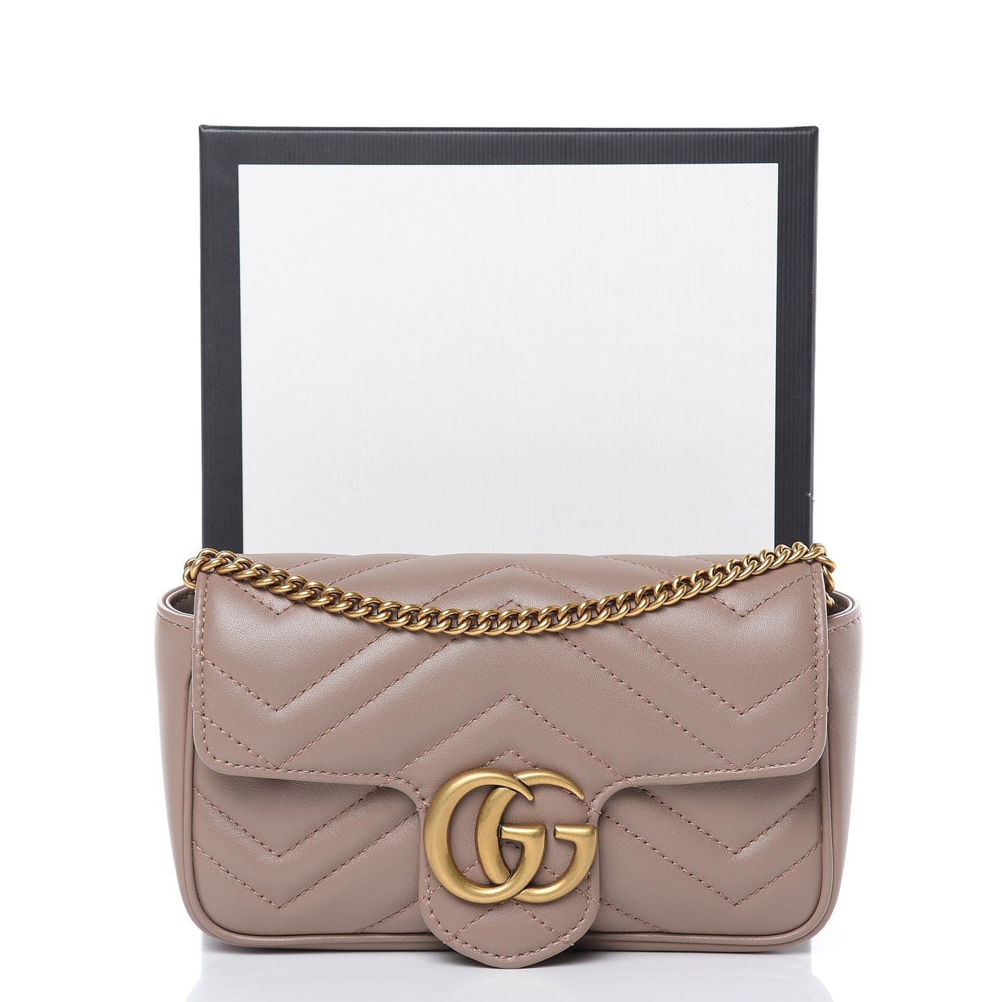 Calfskin Matelasse Super Mini GG Marmont Shoulder Bag Porcelain Rose