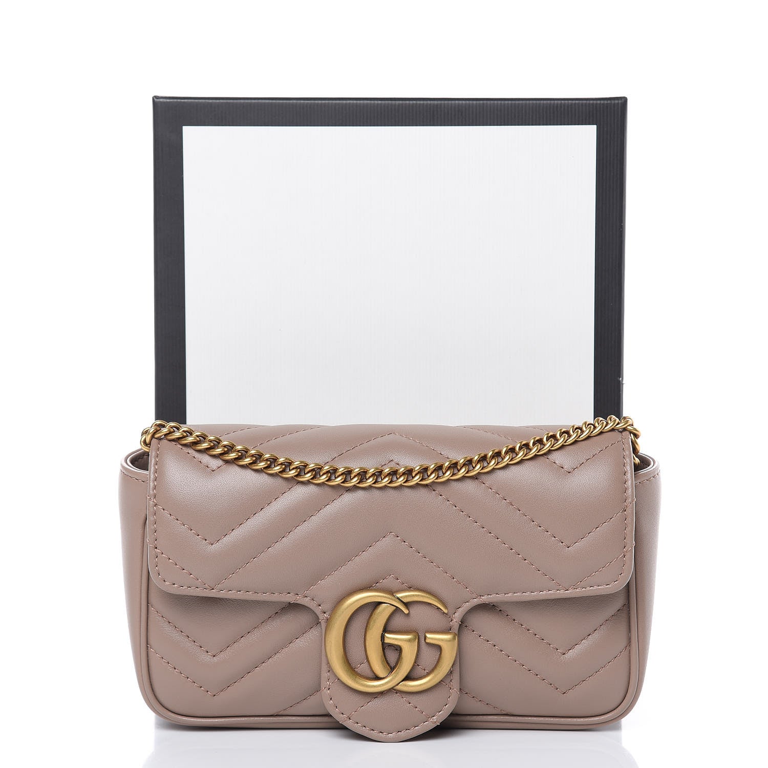 Gucci Calfskin Matelasse Super Mini GG Marmont Shoulder Bag Porcelain Rose 11 of 11