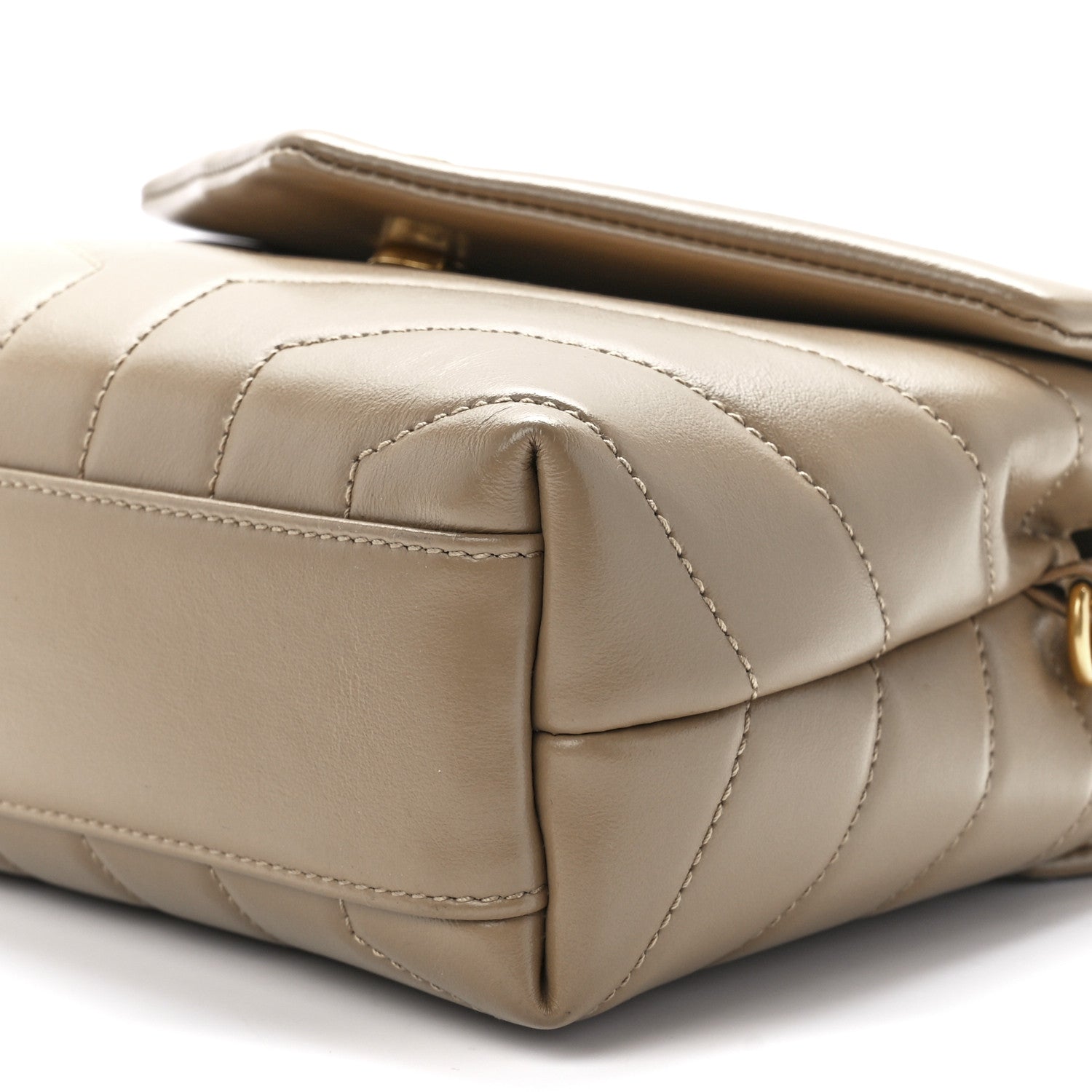 Saint Laurent Calfskin Y Quilted Monogram Toy Loulou Crossbody Bag Dark Beige 12 of 12