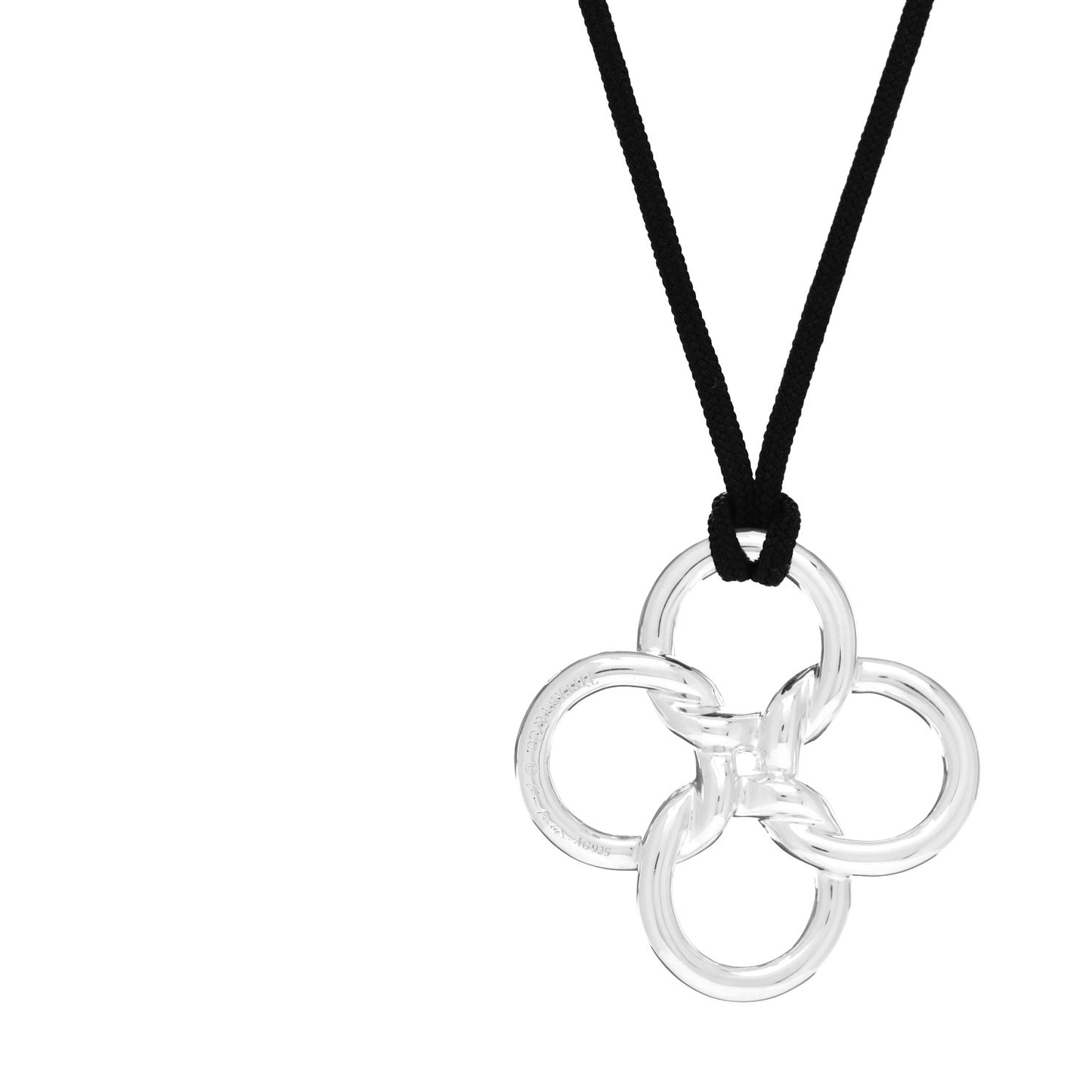 Sterling Silver Elsa Peretti Quadrifoglio Pendant Cord Necklace