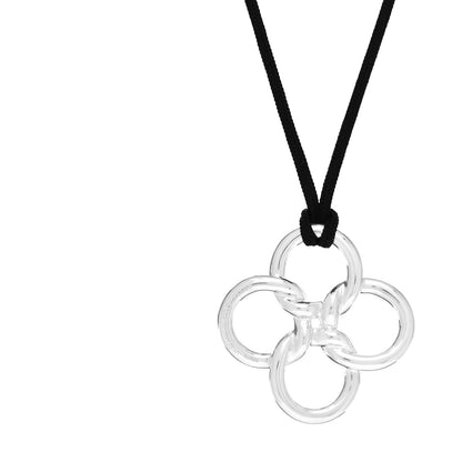 Tiffany Sterling Silver Elsa Peretti Quadrifoglio Pendant Cord Necklace 4 of 4