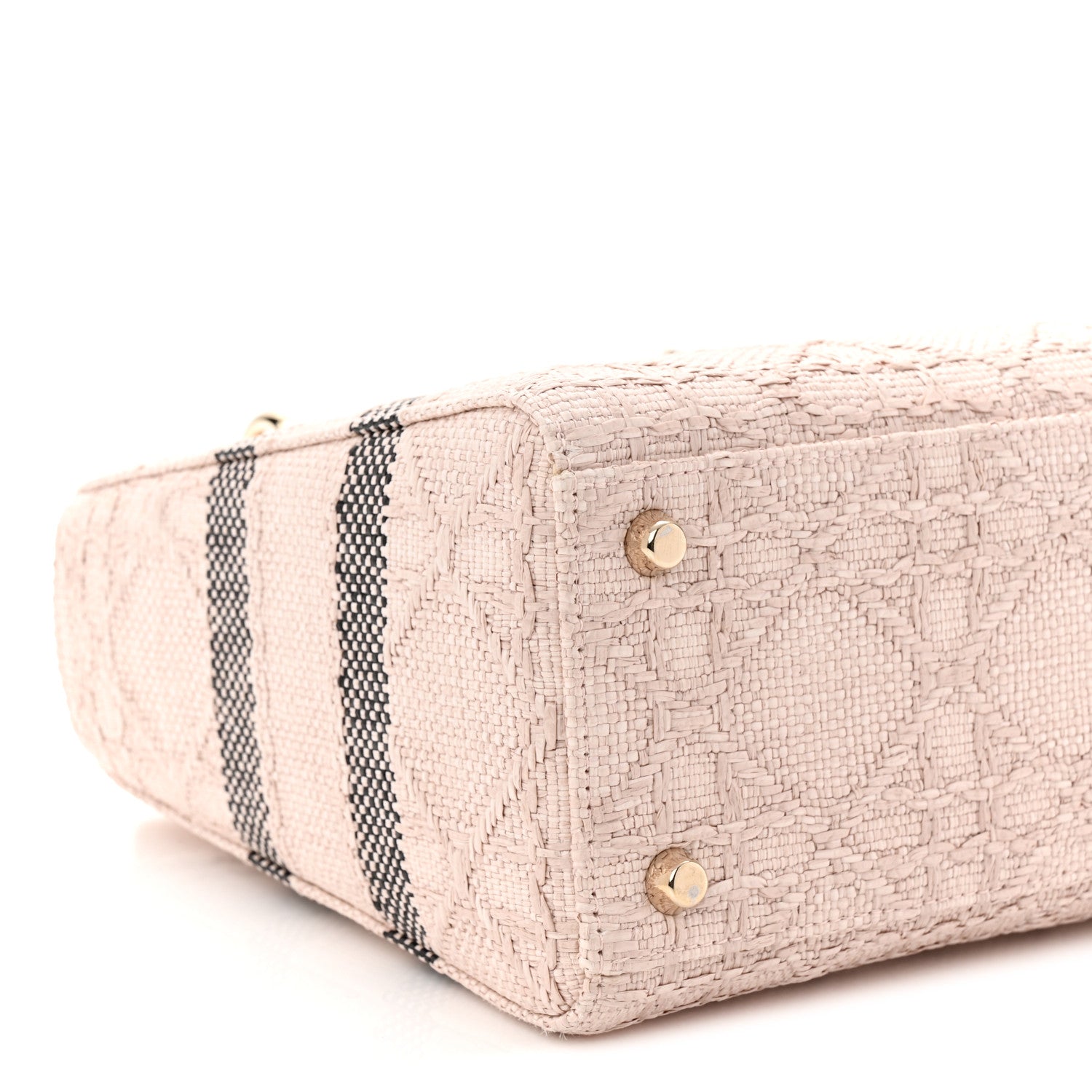 Christian Dior Raffia Woven Cannage Embroidered Medium Lady D-Lite Light Pink Black 9 of 10