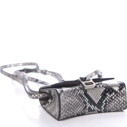 Balenciaga Shiny Calfskin Python Effect Hourglass Top Handle Bag Mini Black White 8 of 10