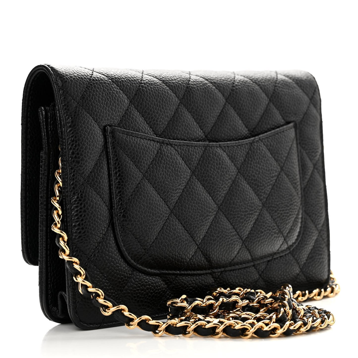 Caviar Quilted Wallet on Chain WOC Black