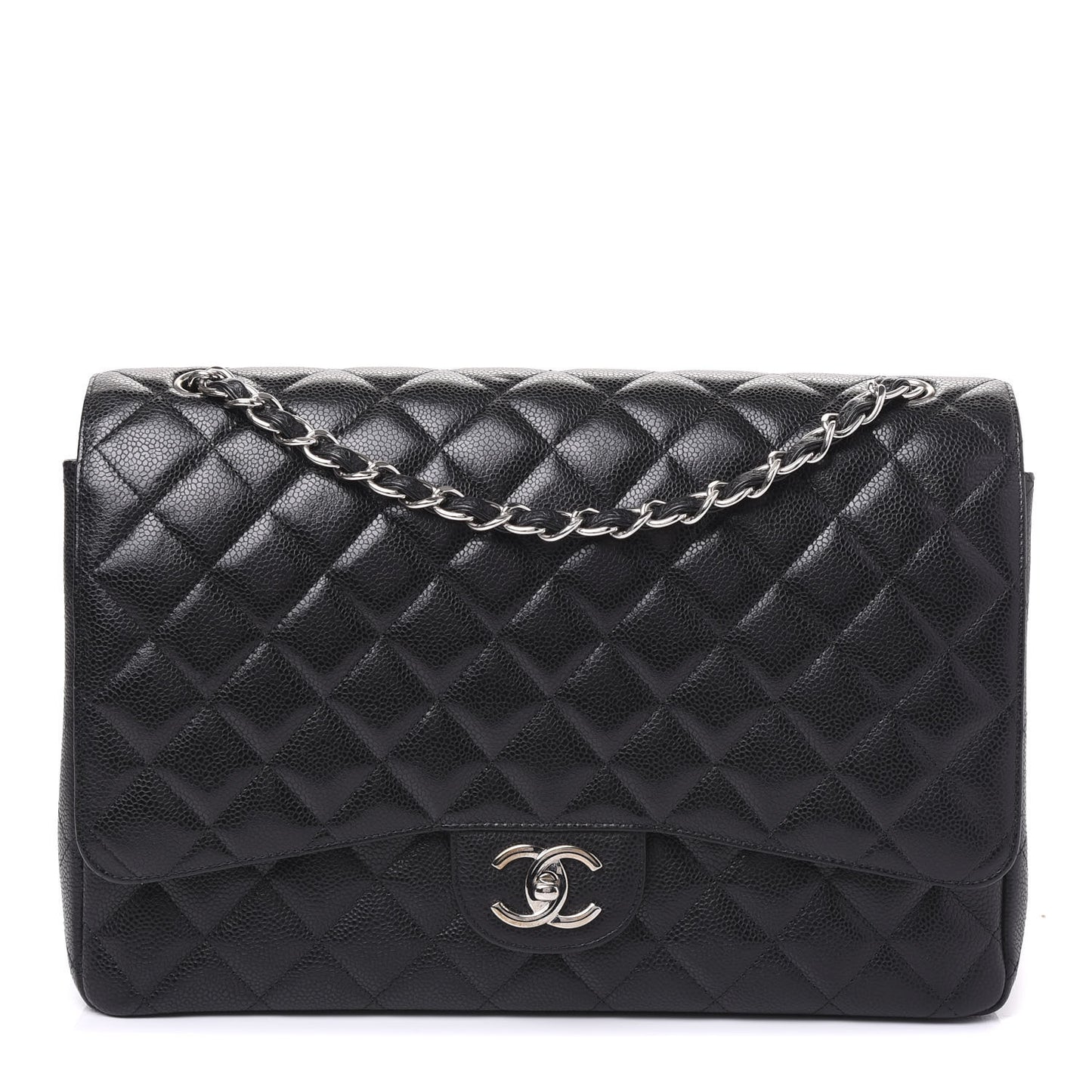 Caviar Quilted Maxi Double Flap Black