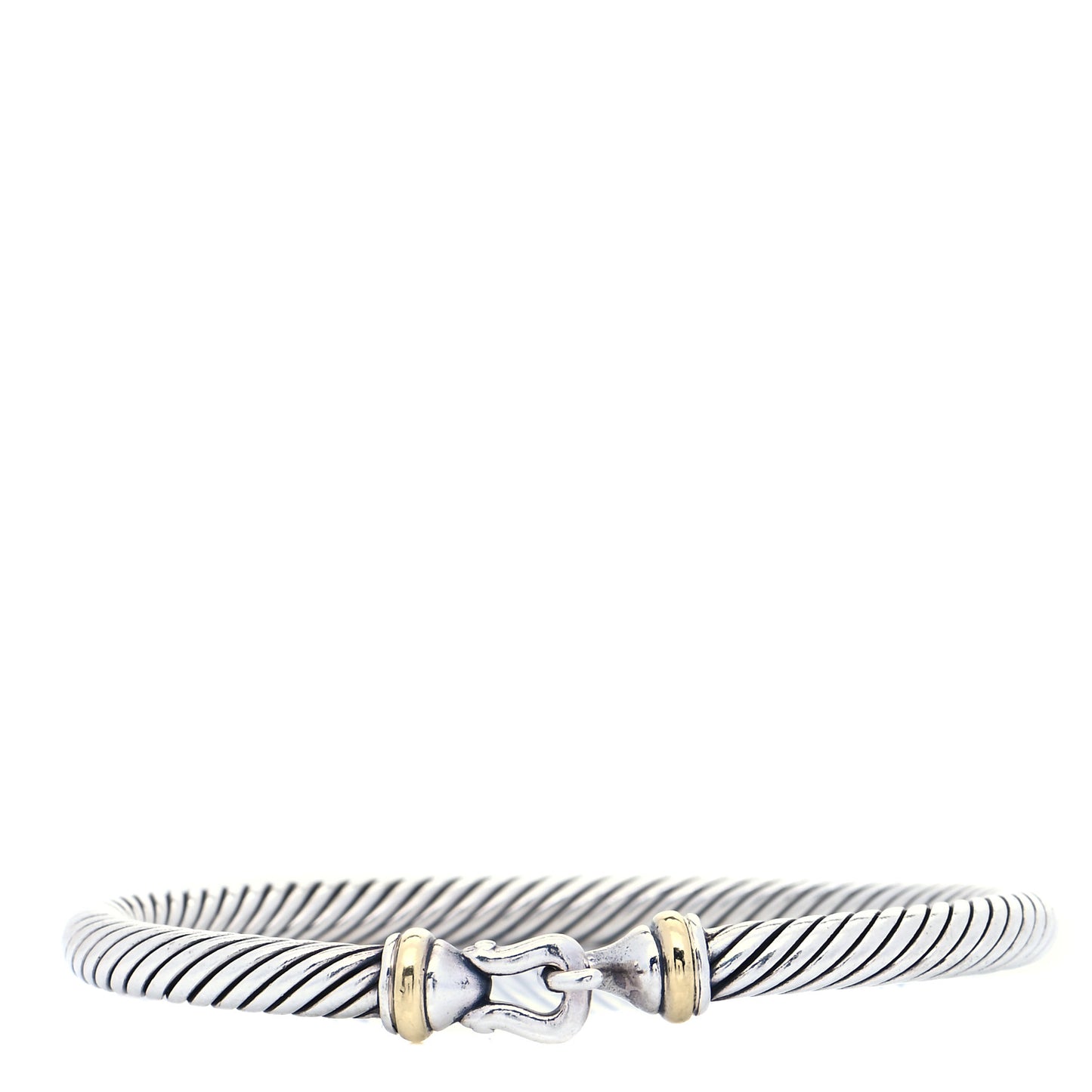 Sterling Silver 18K Yellow Gold 5mm Cable Classic Buckle Bracelet