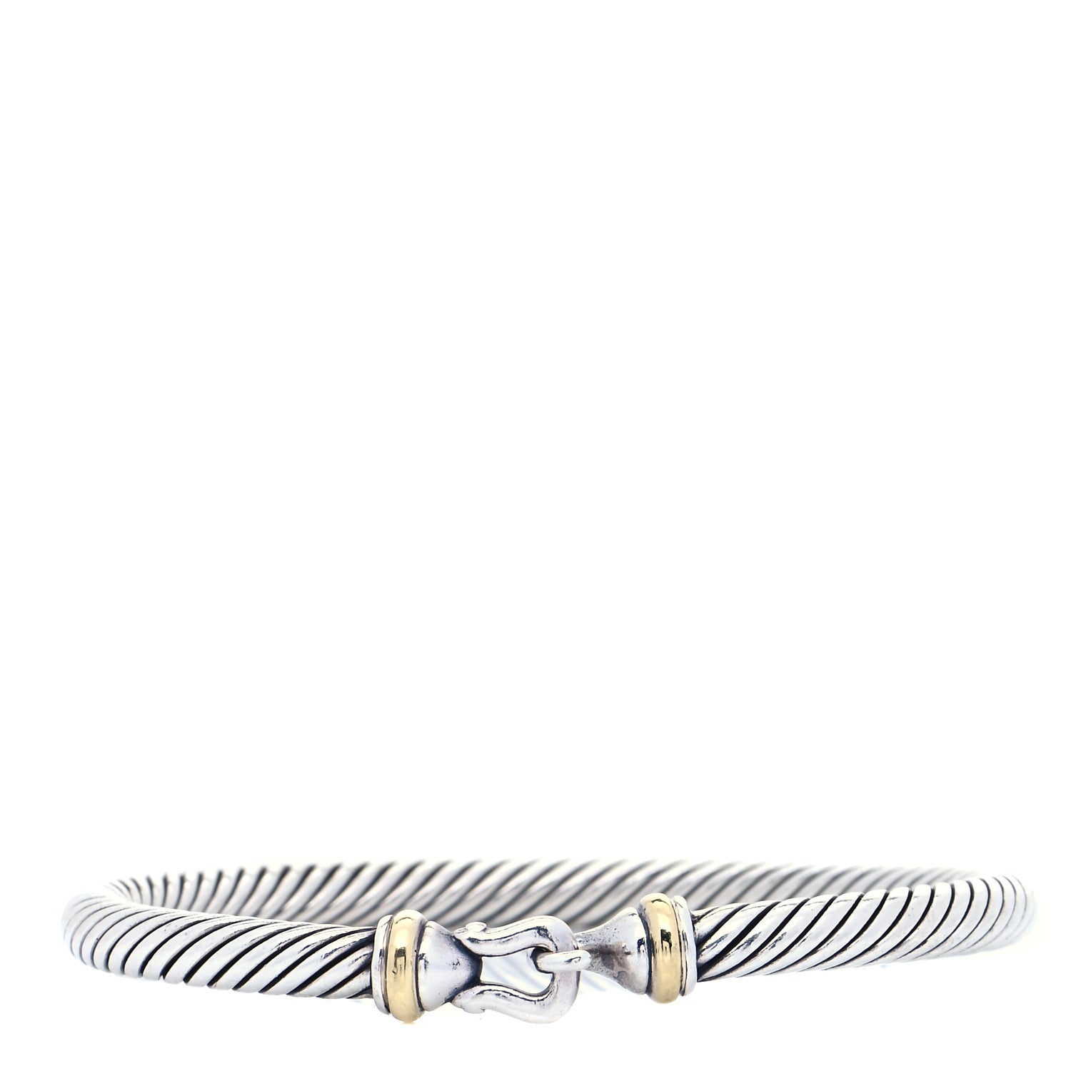 David Yurman Sterling Silver 18K Yellow Gold 5mm Cable Classic Buckle Bracelet 1 of 4