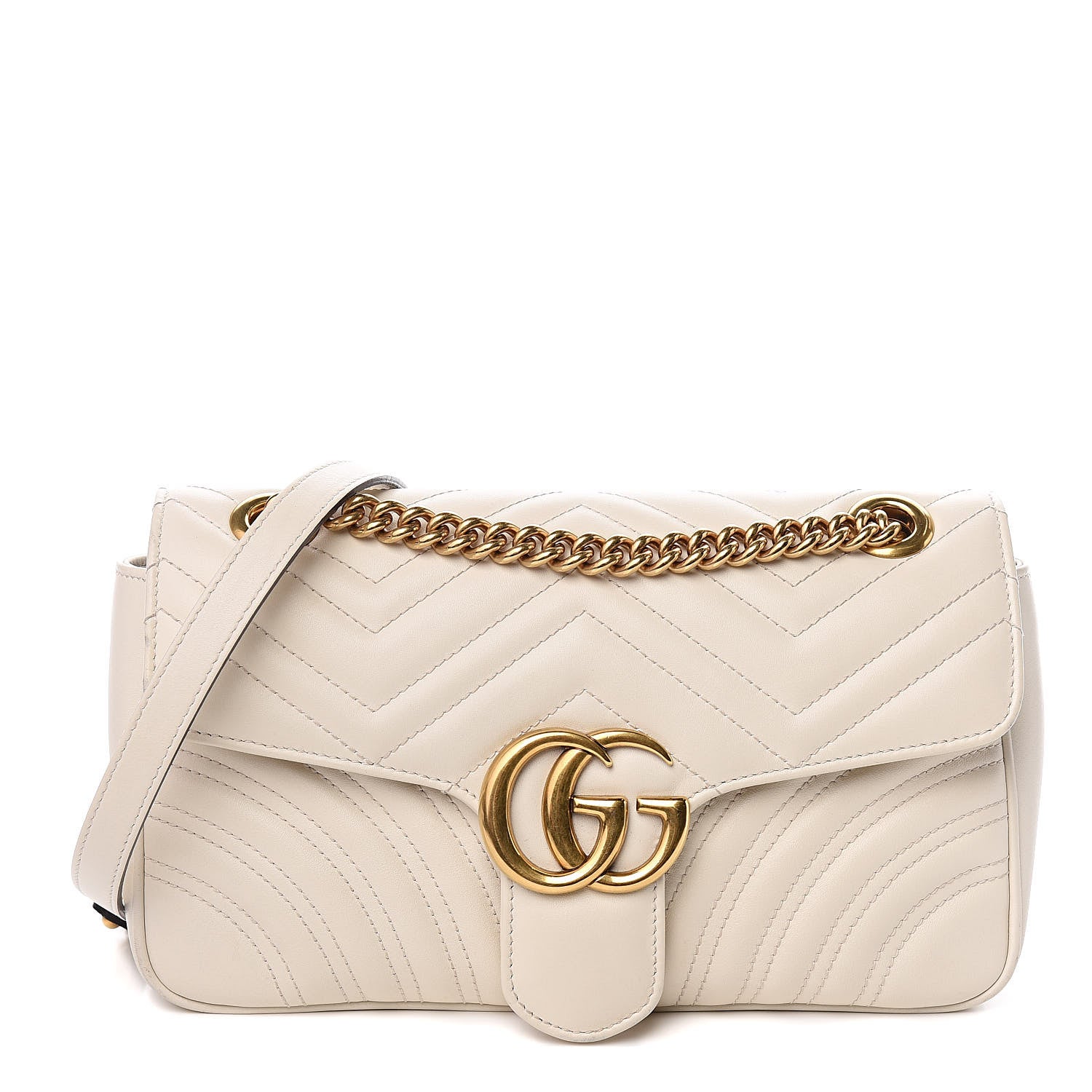 Gucci Calfskin Matelasse Small GG Marmont Shoulder Bag White 1 of 13