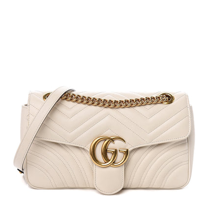 Gucci Calfskin Matelasse Small GG Marmont Shoulder Bag White 1 of 13