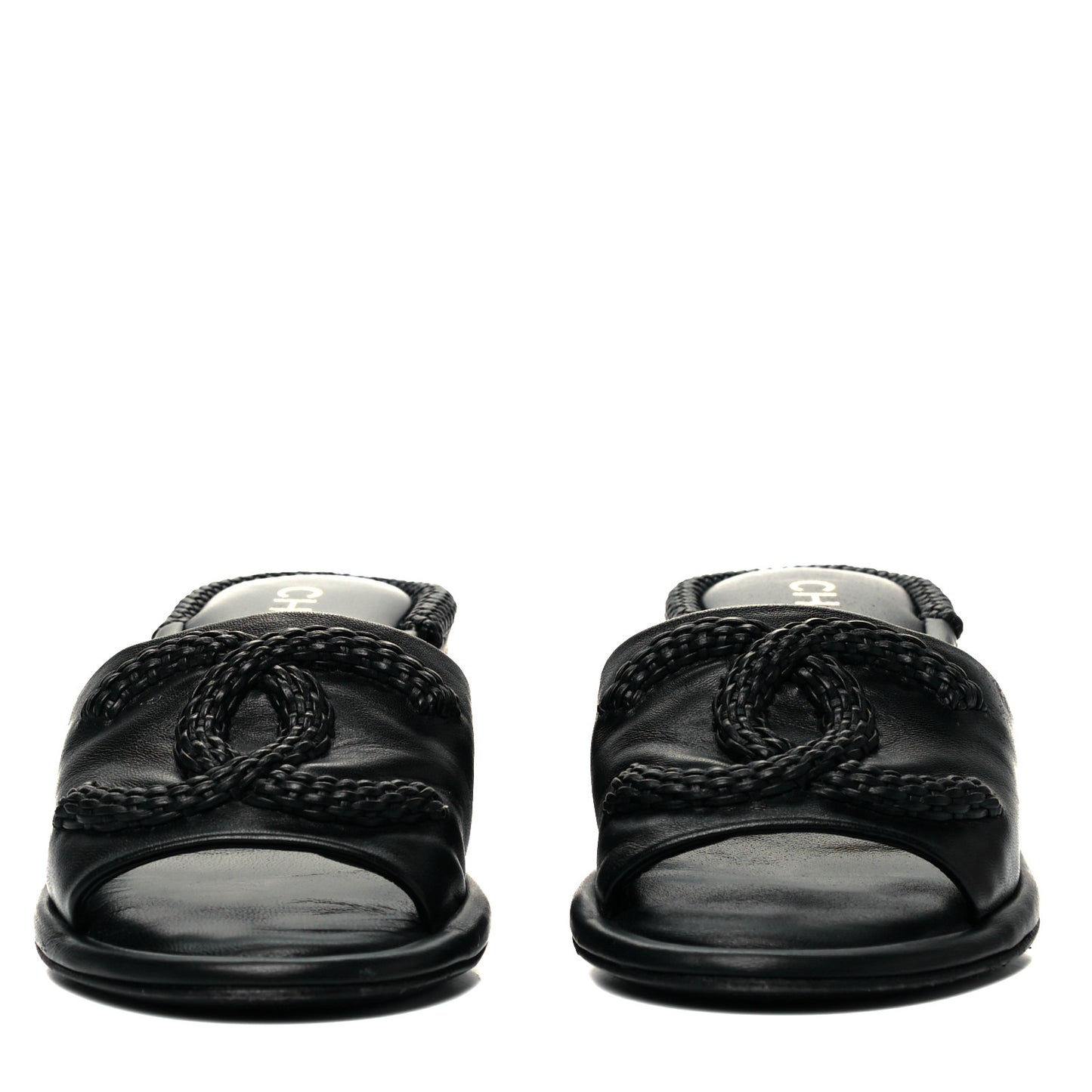 Lambskin CC Braided Mules 36 Black