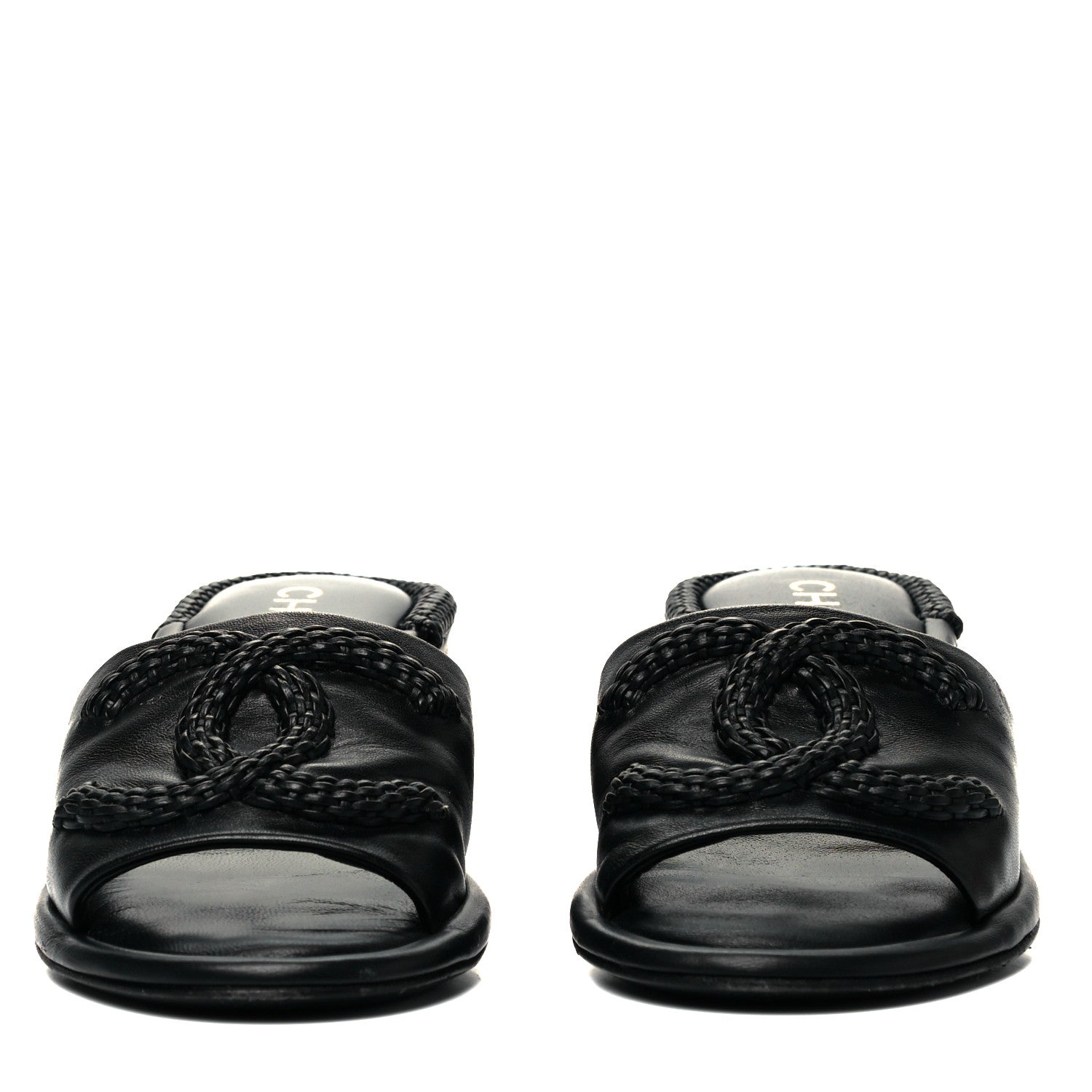 Chanel Lambskin CC Braided Mules 36 Black 2 of 7