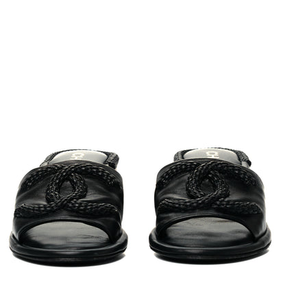 Chanel Lambskin CC Braided Mules 36 Black 2 of 7