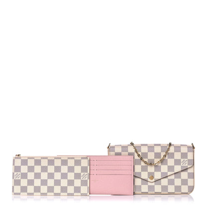 Louis Vuitton Damier Azur Pochette Felicie Chain Wallet Rose Ballerine 3 of 15