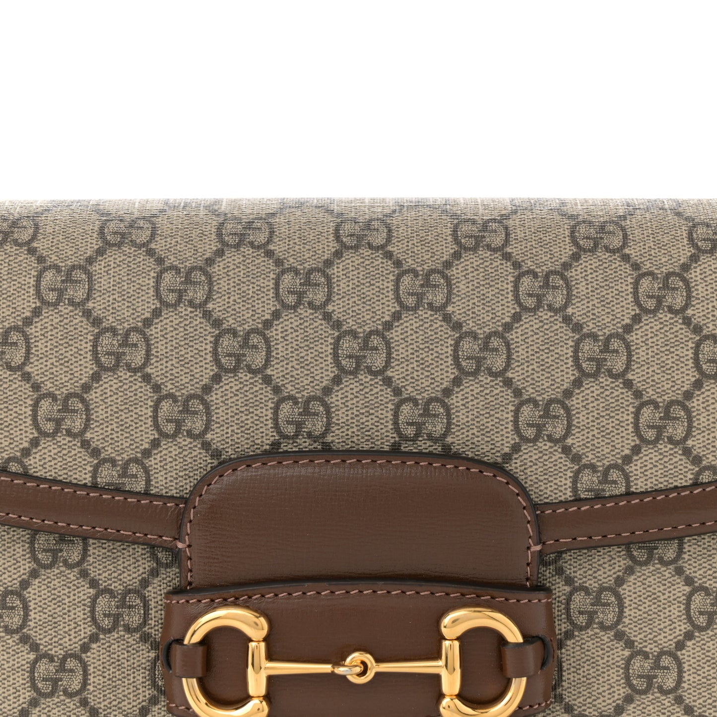 GG Supreme Monogram Horsebit 1955 Shoulder Bag Beige Brown Sugar
