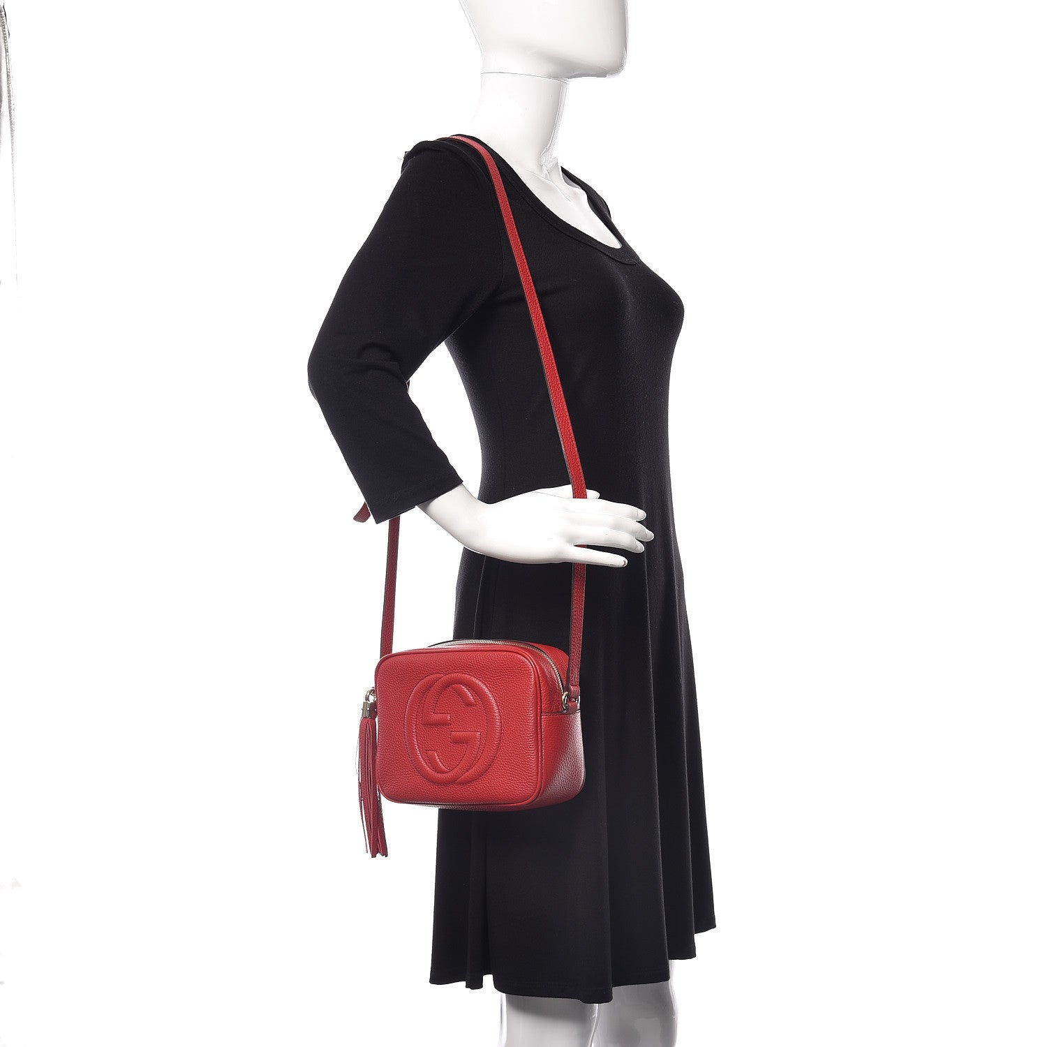 Gucci Pebbled Calfskin Small Soho Disco Bag Tabasco Red 2 of 17