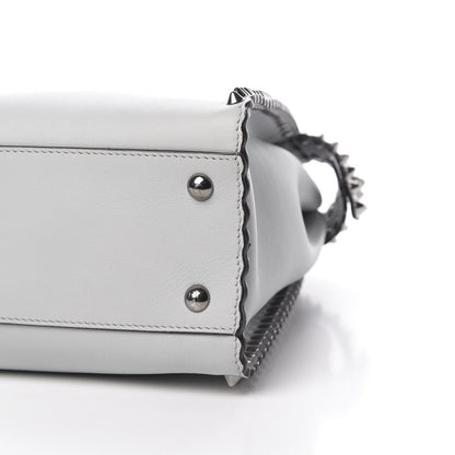 Fendi Vitello Seta Shiny Nappa Scalloped Studded Medium Peekaboo Iconic Satchel Grigio Perla 12 of 13