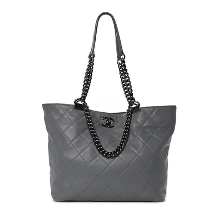 Chanel Lambskin Quilted Shopping Tote Grey 1 of 24