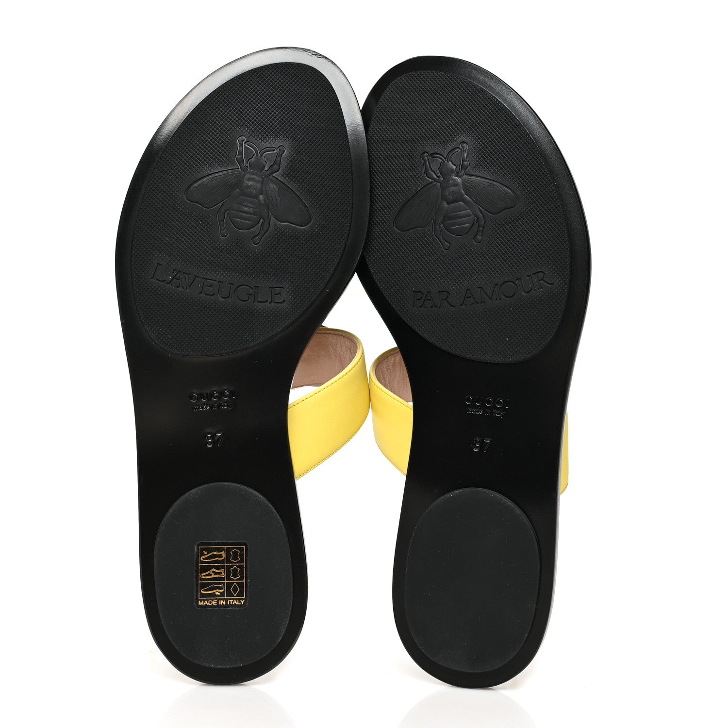 Gucci Calfskin GG Marmont Thong Sandals 37 Banana 5 of 8