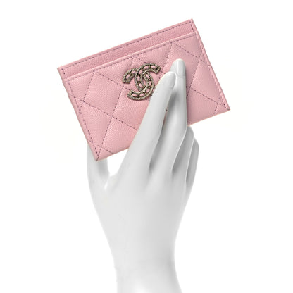 Chanel Caviar Quilted Crystal Card Holder Pink 2 of 7