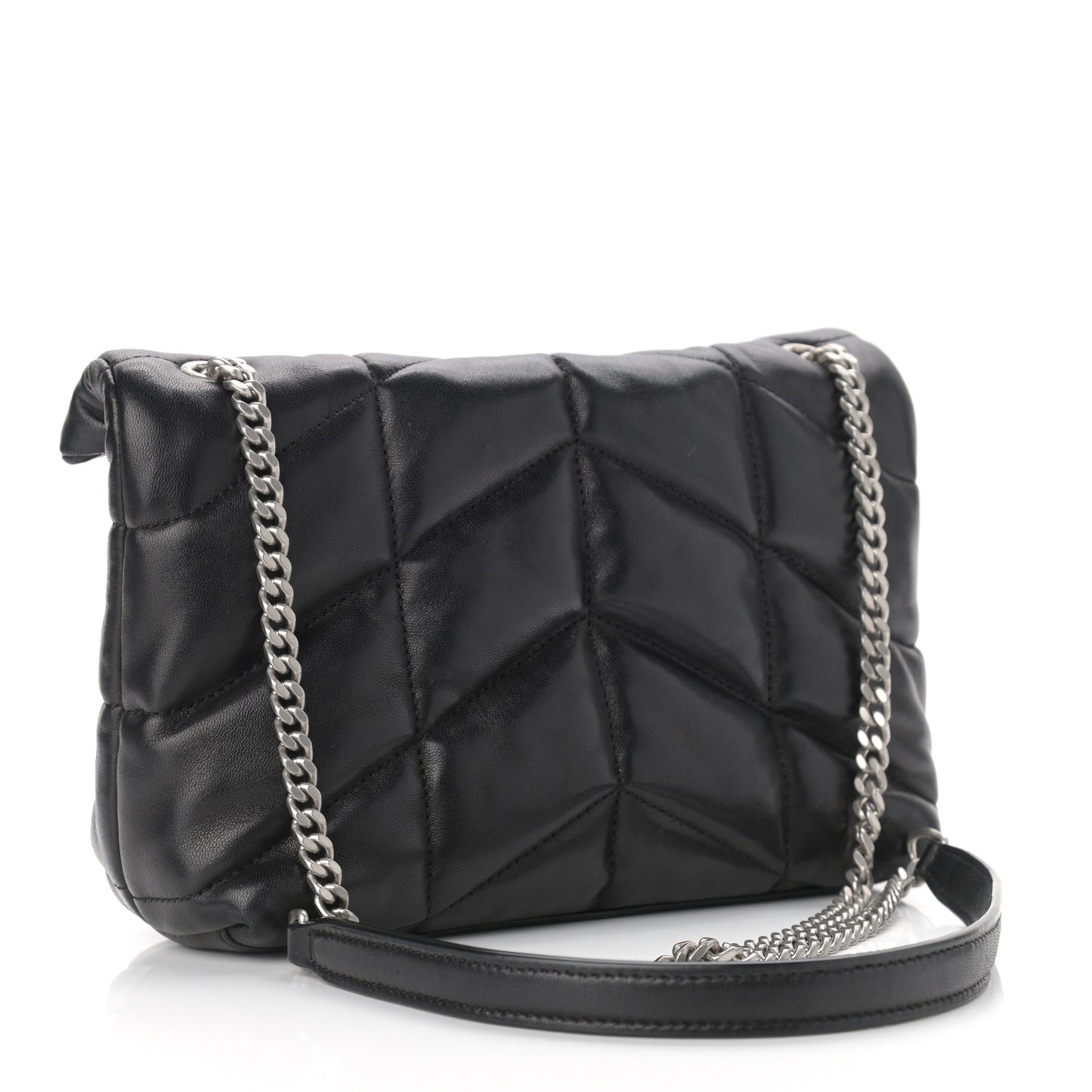Lambskin Quilted Toy Loulou Puffer Monogram Chain Satchel Black